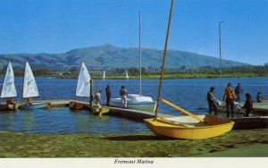Fremont Marina, Lake Elizabeth, Mission Peak in background, Fremont, California, mailed 1974         
